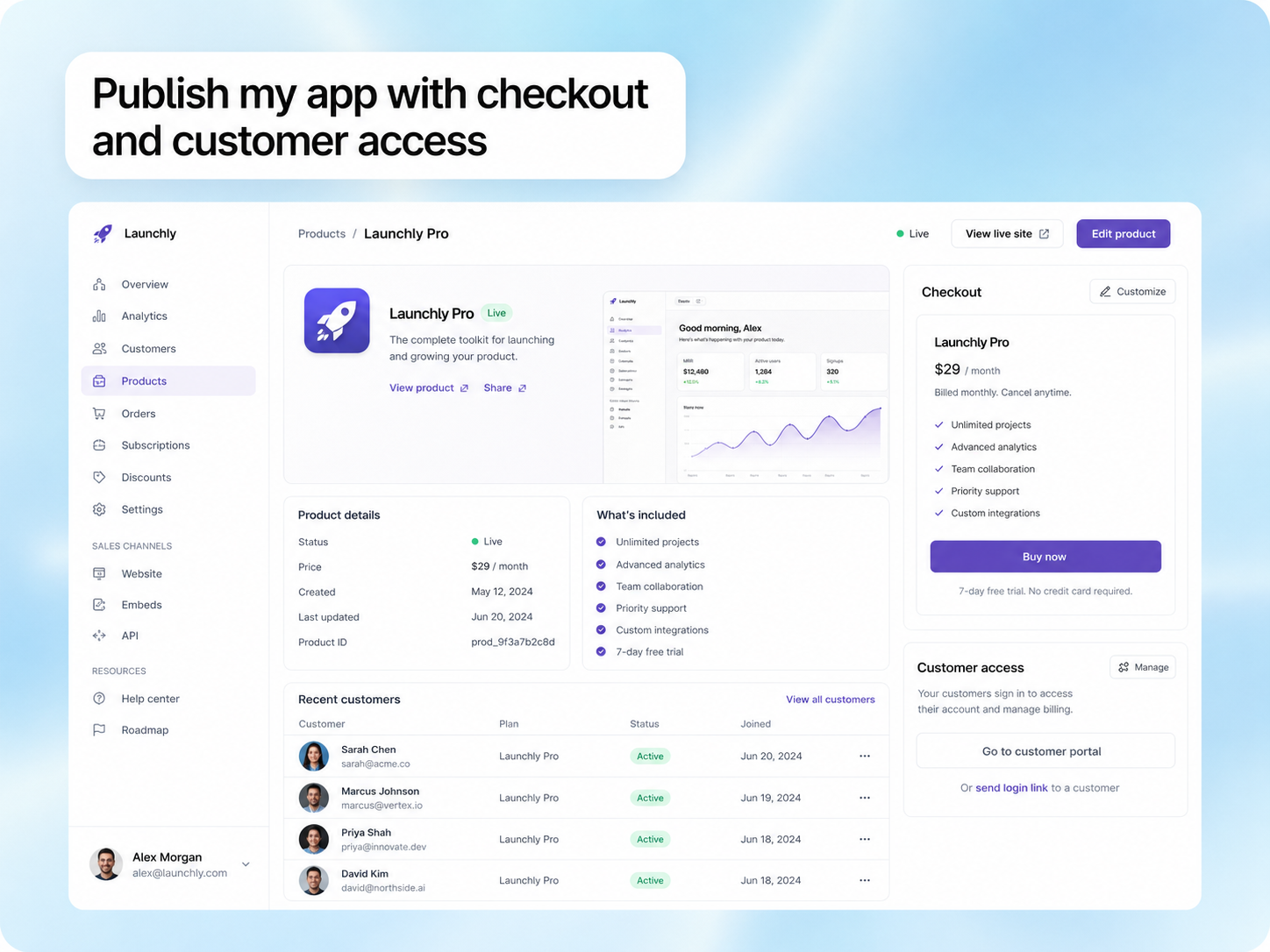 Preview Corya pour publier une app avec paiement et accès client